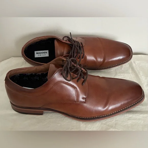 Madden Ortholite Men’s Vegan Leather Oxford Lace-up Dress Shoes, Cognac; Size 13